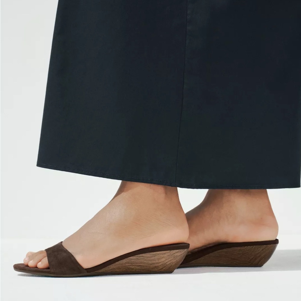 Zara Suede Brown Wedge Heel Sandal